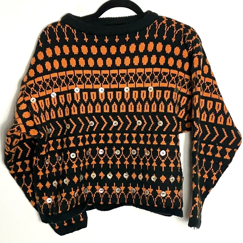 Vintage Babo Wool Sweater‎ with Button Embellishments OSFM